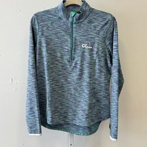 Zero Restriction 1/4 Zip Women's Zip Mock Neck Moisture Wicking Blue Green Med